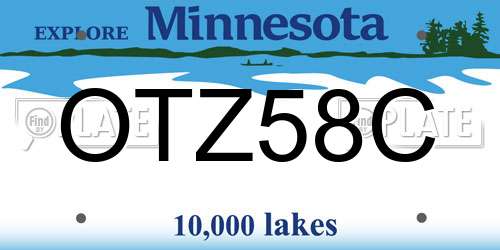 OTZ58C Minnesota License Plate