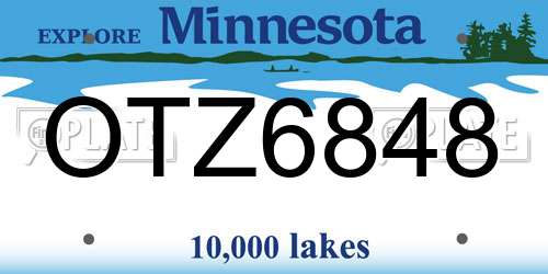 OTZ6848 Minnesota License Plate