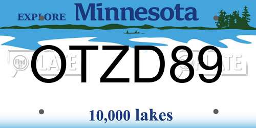 OTZD89 Minnesota License Plate