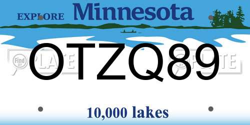 OTZQ89 Minnesota License Plate