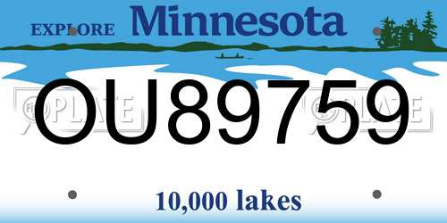 OU89759 Minnesota License Plate