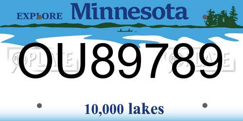 OU89789 Minnesota License Plate