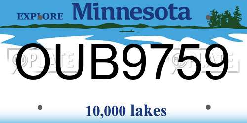 OUB9759 Minnesota License Plate