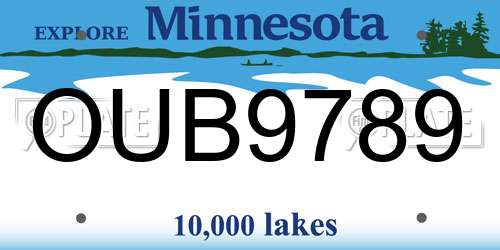 OUB9789 Minnesota License Plate