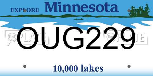 OUG229 Minnesota License Plate