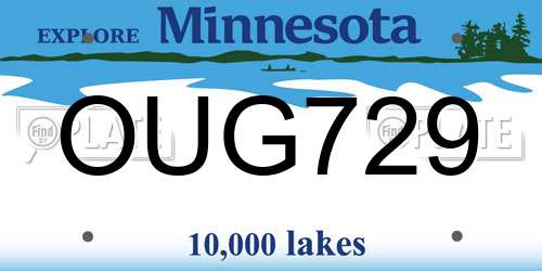 OUG729 Minnesota License Plate
