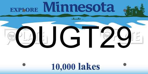 OUGT29 Minnesota License Plate