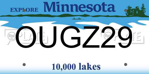 OUGZ29 Minnesota License Plate