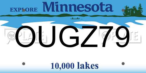 OUGZ79 Minnesota License Plate