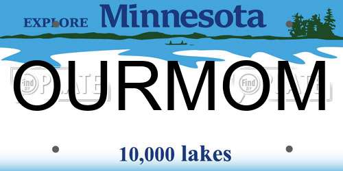OURMOM Minnesota License Plate