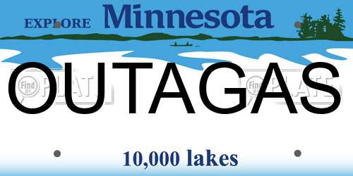 OUTAGAS Minnesota License Plate