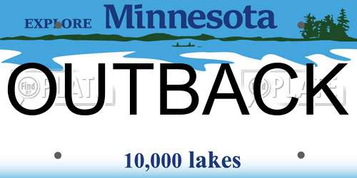 OUTBACK Minnesota License Plate
