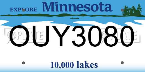 OUY3080 Minnesota License Plate