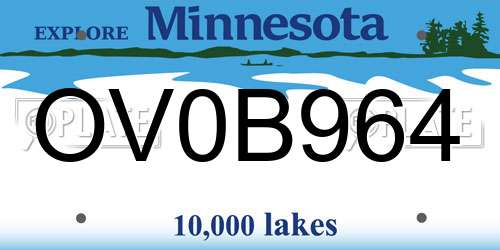 OV0B964 Minnesota License Plate