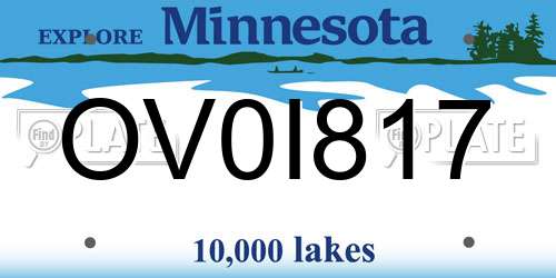 OV0I817 Minnesota License Plate