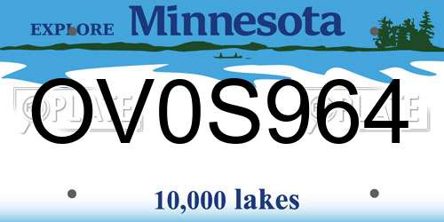 OV0S964 Minnesota License Plate