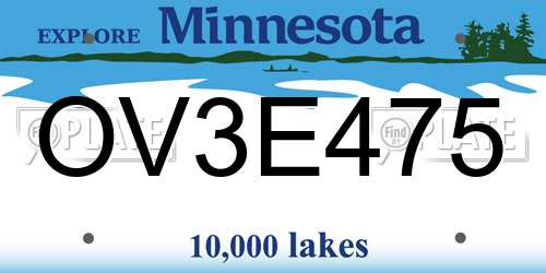 OV3E475 Minnesota License Plate