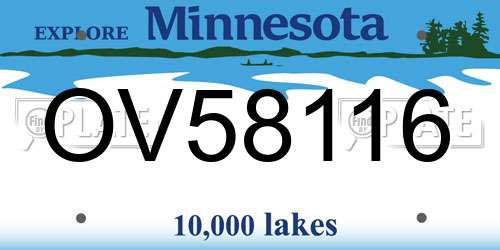 OV58116 Minnesota License Plate