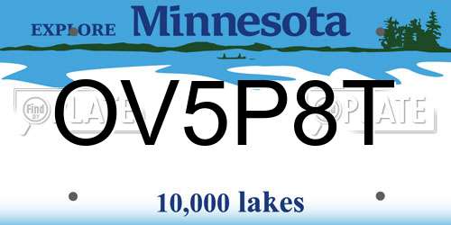 OV5P8T Minnesota License Plate