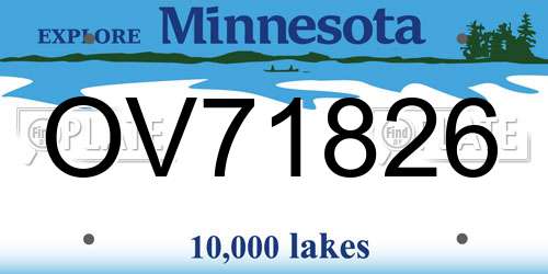 OV71826 Minnesota License Plate
