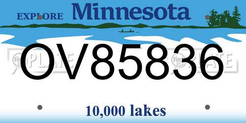 OV85836 Minnesota License Plate