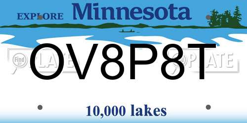OV8P8T Minnesota License Plate