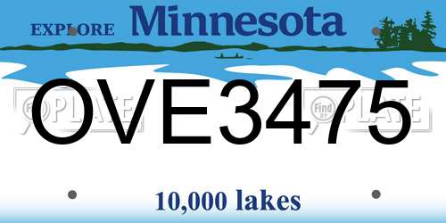 OVE3475 Minnesota License Plate