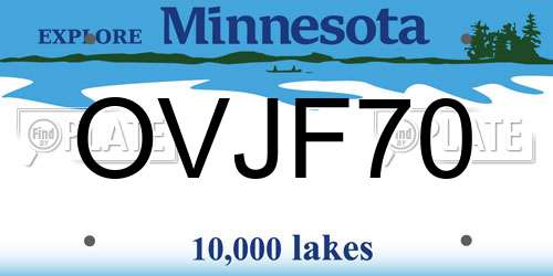 OVJF70 Minnesota License Plate