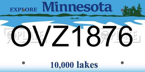 OVZ1876 Minnesota License Plate