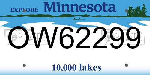 OW62299 Minnesota License Plate