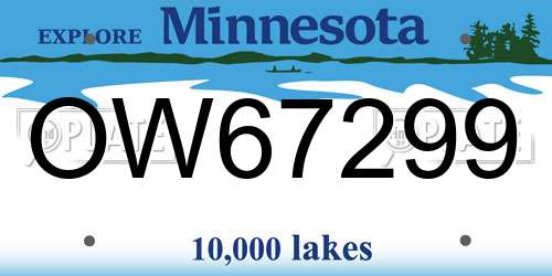 OW67299 Minnesota License Plate