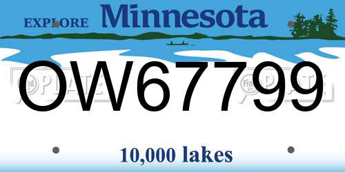 OW67799 Minnesota License Plate