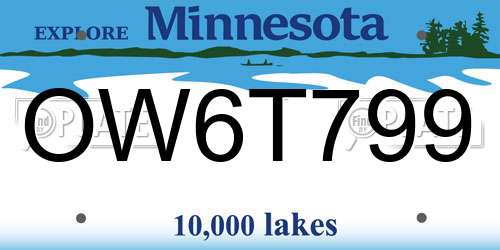 OW6T799 Minnesota License Plate