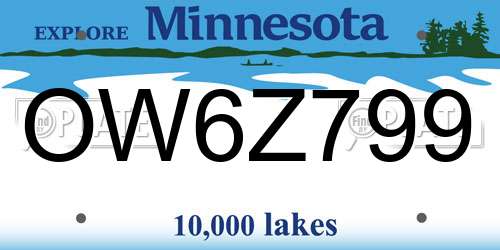 OW6Z799 Minnesota License Plate