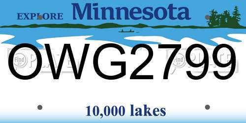 OWG2799 Minnesota License Plate