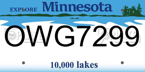 OWG7299 Minnesota License Plate