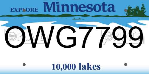 OWG7799 Minnesota License Plate