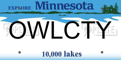 OWLCTY Minnesota License Plate