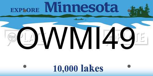 OWMI49 Minnesota License Plate
