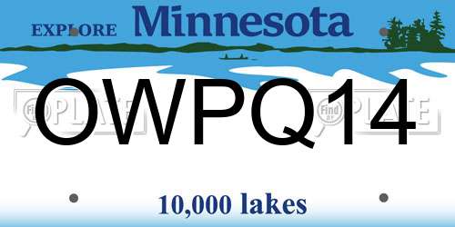 OWPQ14 Minnesota License Plate