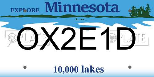 OX2E1D Minnesota License Plate