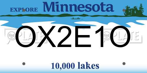 OX2E1O Minnesota License Plate