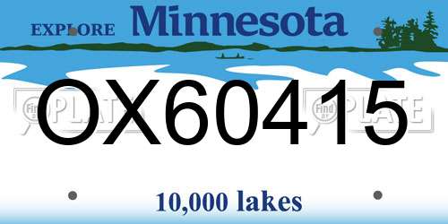 OX60415 Minnesota License Plate