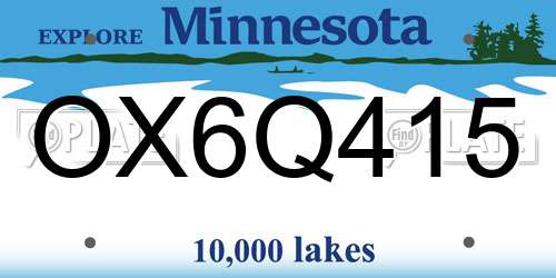 OX6Q415 Minnesota License Plate