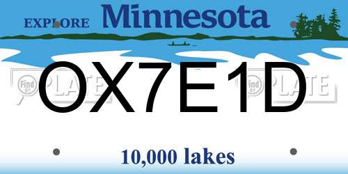 OX7E1D Minnesota License Plate