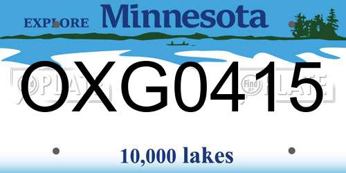 OXG0415 Minnesota License Plate