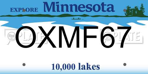 OXMF67 Minnesota License Plate
