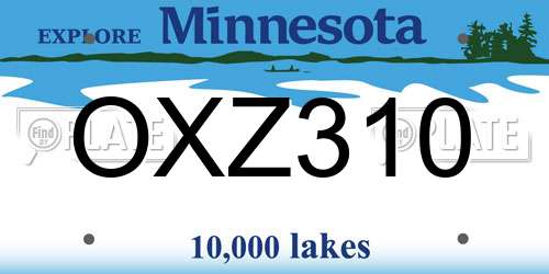 OXZ310 Minnesota License Plate