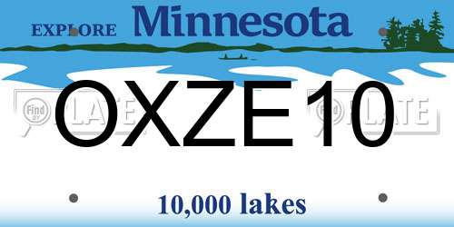 OXZE10 Minnesota License Plate