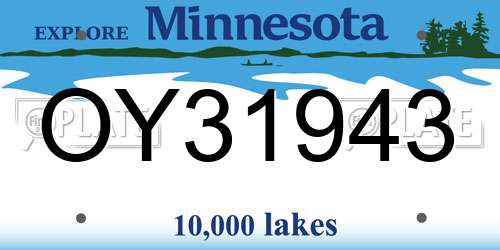 OY31943 Minnesota License Plate